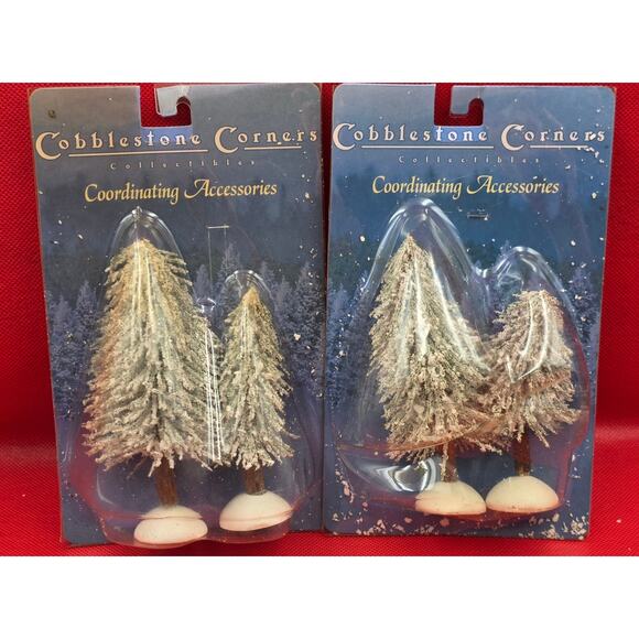 Cobblestone Corners Other - 4 Cobblestone‎ Corners Coordinating Accessories Snow Covered Pine Trees